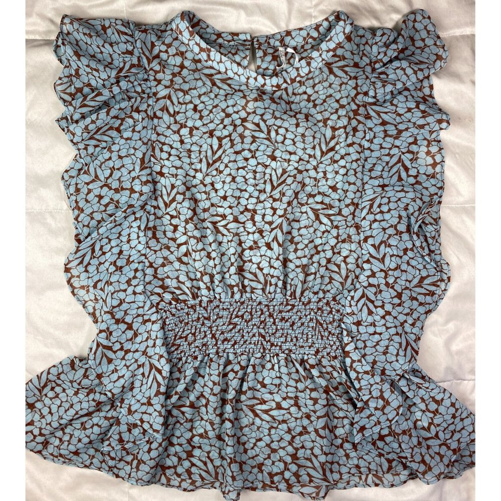 Anthropologie Feather Bone Flutter Ruffle Top Xl - image 1